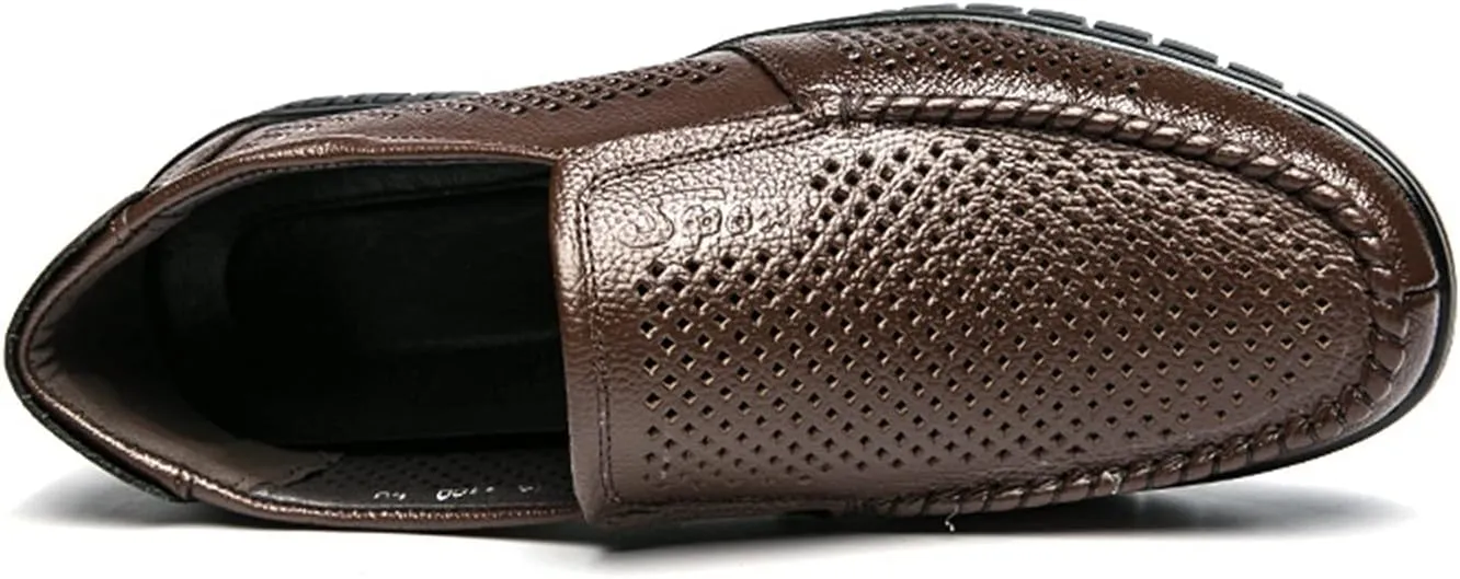 Men's Loafers Shoes Breathable Lightweight Loafer Shoes Leather Lightweight Flexible Comfortable Outdoor Slip-on