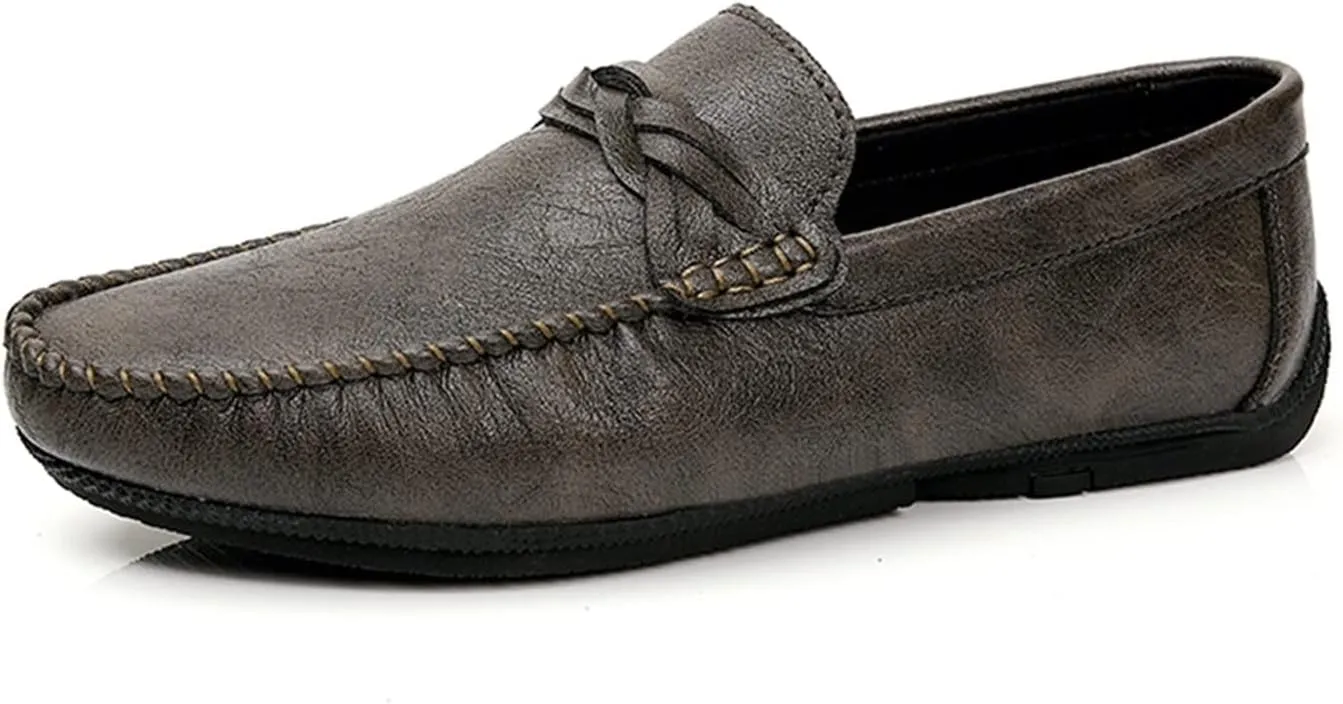 Men's Loafers Shoes Lightweight Penny Loafers Leather Lightweight Anti-Slip Flat Heel Wedding Slip-on