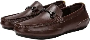 Men's Loafers Shoes Moccasins Shoes Round Toe Lightweight Leather Flat Heel Lightweight Anti-Slip Wedding Slip-on