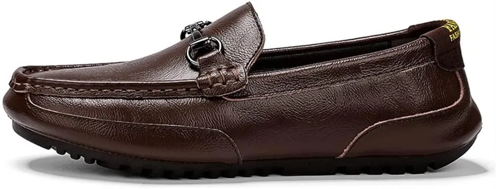Men's Loafers Shoes Moccasins Shoes Round Toe Lightweight Leather Flat Heel Lightweight Anti-Slip Wedding Slip-on