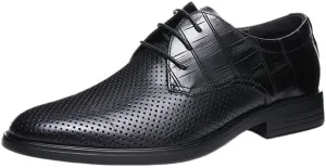 Mens Mesh Oxfords Lace-Up Lightweight Casual Walking Shoes Lightweight Breathable Soft Sole for Business Wedding Suit Black