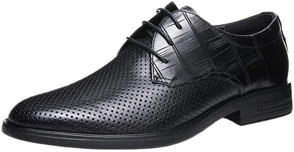 Mens Mesh Oxfords Lace-Up Lightweight Casual Walking Shoes Lightweight Breathable Soft Sole for Business Wedding Suit Black