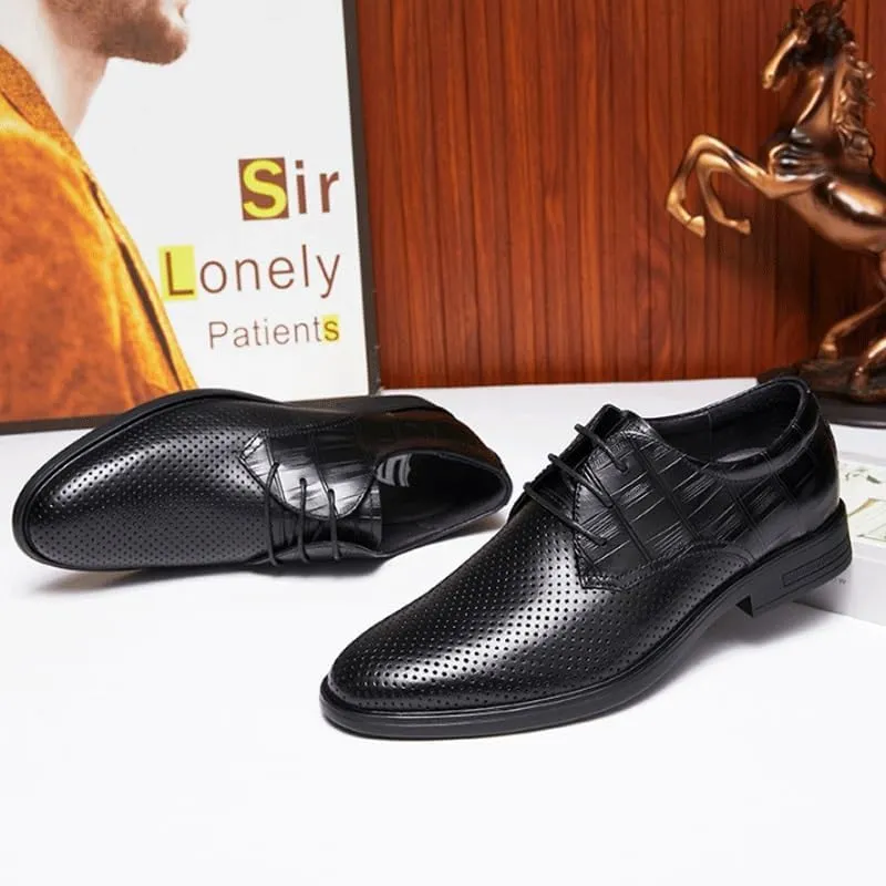Mens Mesh Oxfords Lace-Up Lightweight Casual Walking Shoes Lightweight Breathable Soft Sole for Business Wedding Suit Black