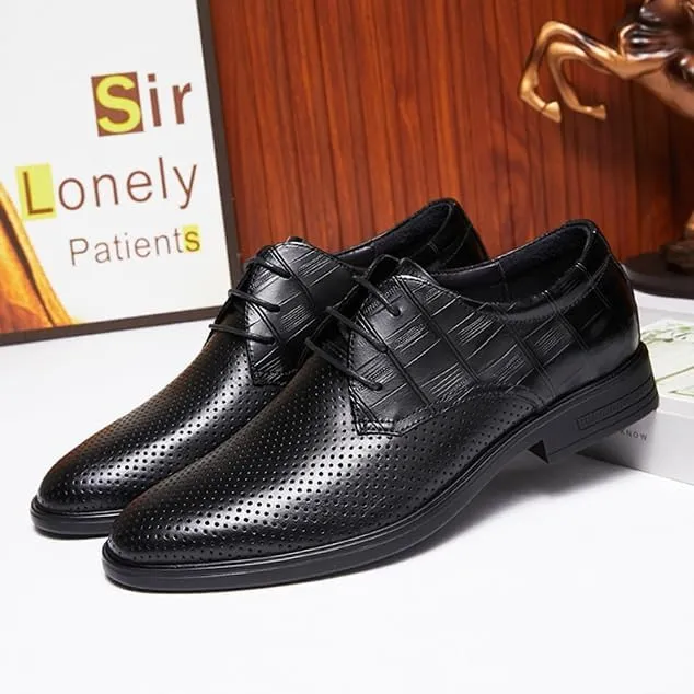 Mens Mesh Oxfords Lace-Up Lightweight Casual Walking Shoes Lightweight Breathable Soft Sole for Business Wedding Suit Black