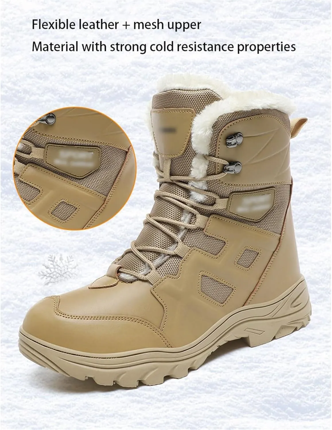 Men's Military Tactical Combat Boots, Men's Winter Waterproof Non-Slip Warm Plus Size Tactical Boots, Breathable Patrol Boots, for Fishing,Running, Mountaineering