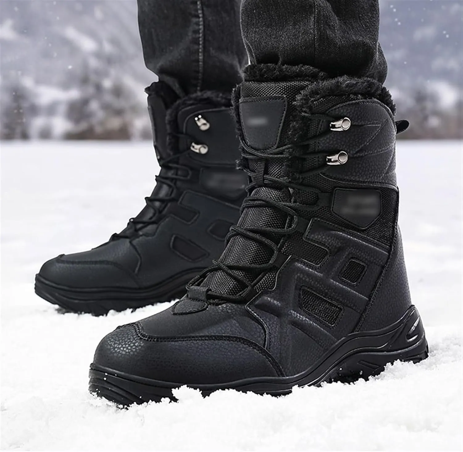 Men's Military Tactical Combat Boots, Men's Winter Waterproof Non-Slip Warm Plus Size Tactical Boots, Breathable Patrol Boots, for Fishing,Running, Mountaineering