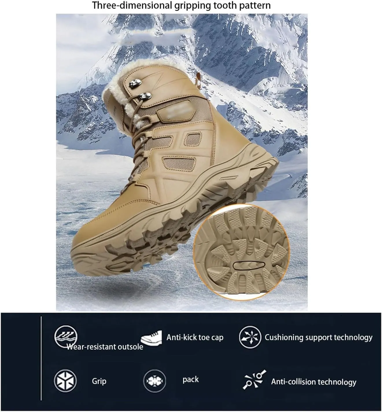 Men's Military Tactical Combat Boots, Men's Winter Waterproof Non-Slip Warm Plus Size Tactical Boots, Breathable Patrol Boots, for Fishing,Running, Mountaineering