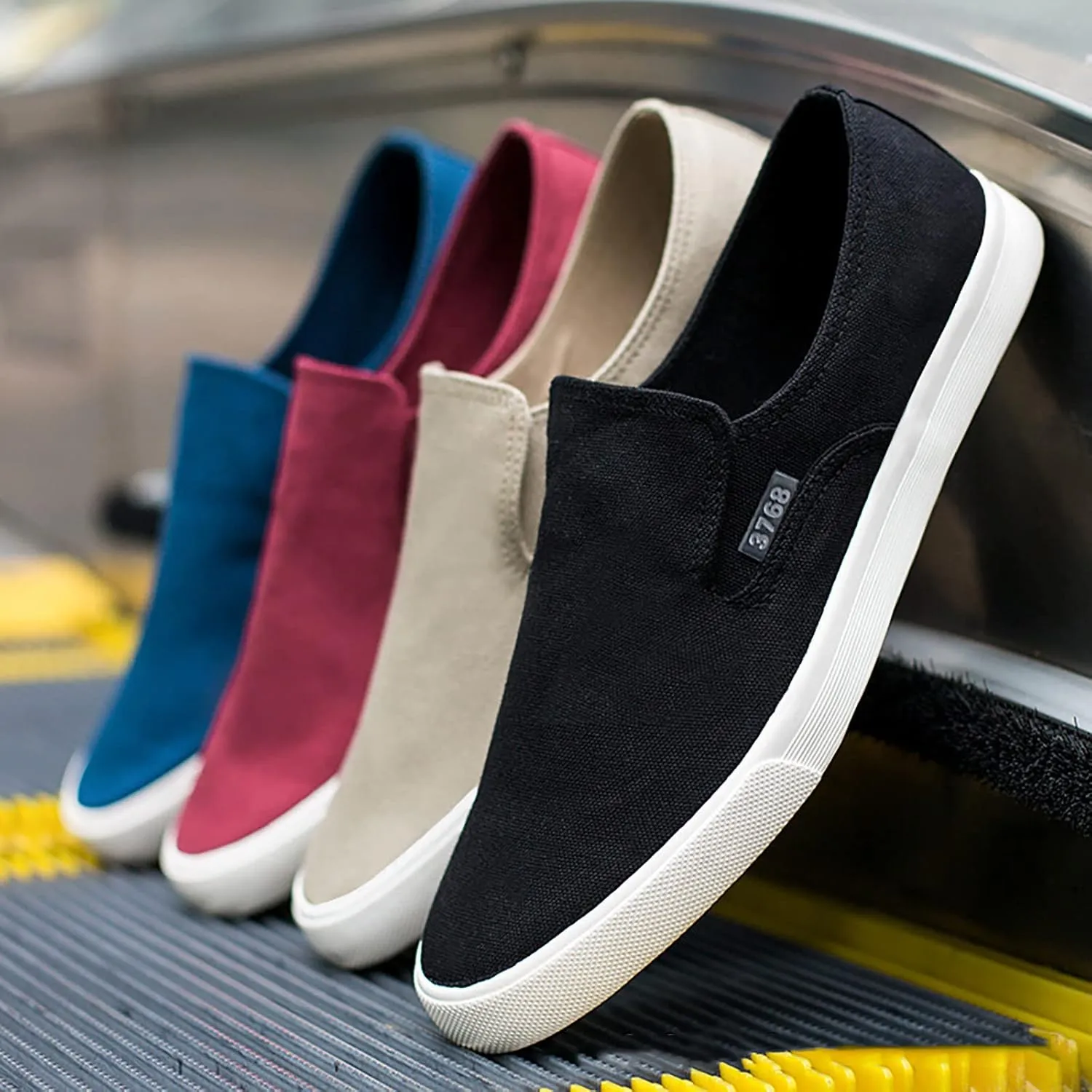 Mens Slip On Sneakers Lightweight Comfortable Non-Slip Walking Shoes Breathable Canvas Sneaker for Work, Running，Walking，Business