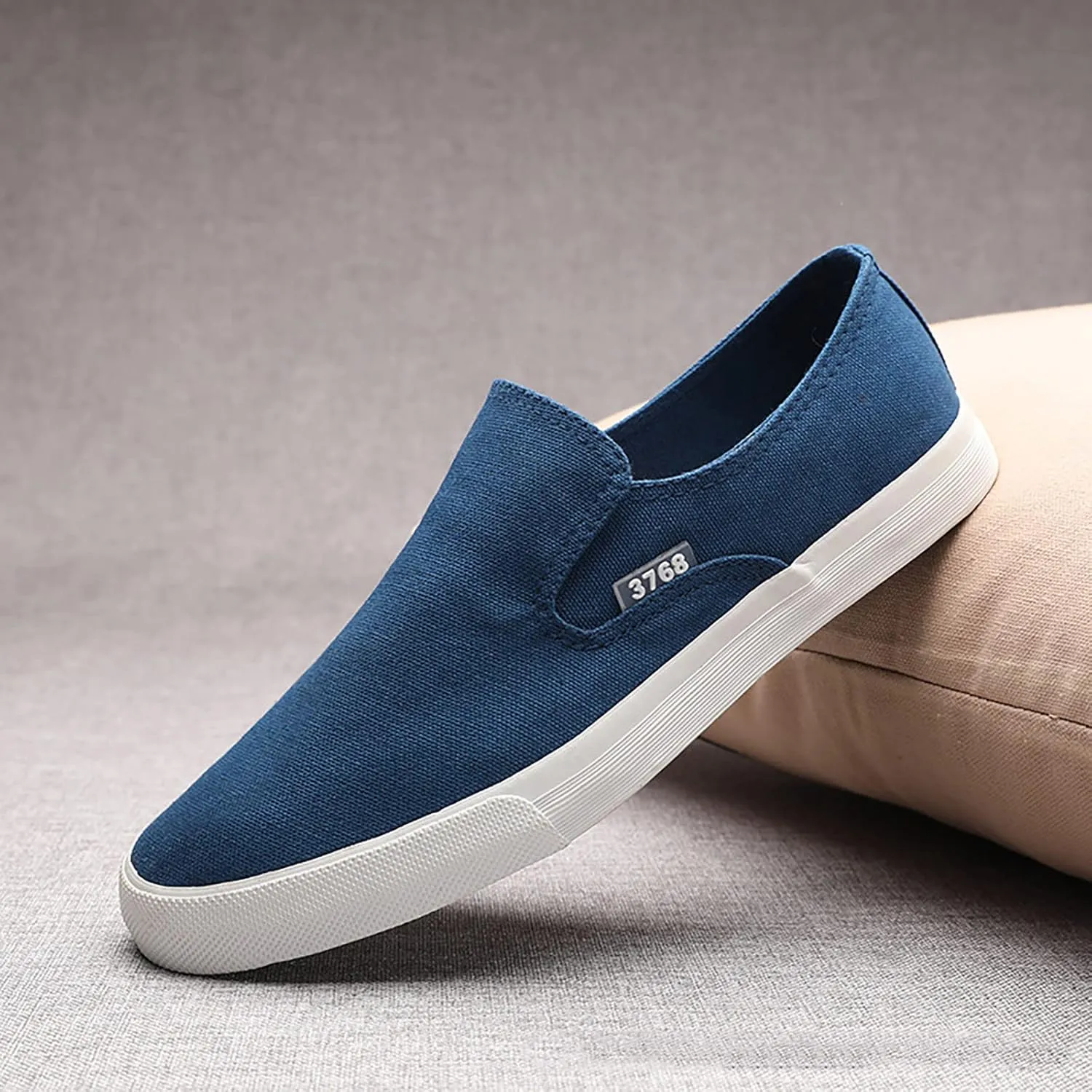 Mens Slip On Sneakers Lightweight Comfortable Non-Slip Walking Shoes Breathable Canvas Sneaker for Work, Running，Walking，Business