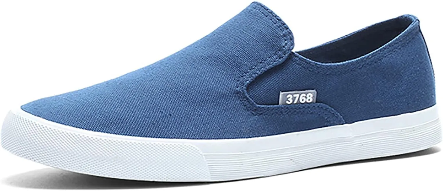 Mens Slip On Sneakers Lightweight Comfortable Non-Slip Walking Shoes Breathable Canvas Sneaker for Work, Running，Walking，Business