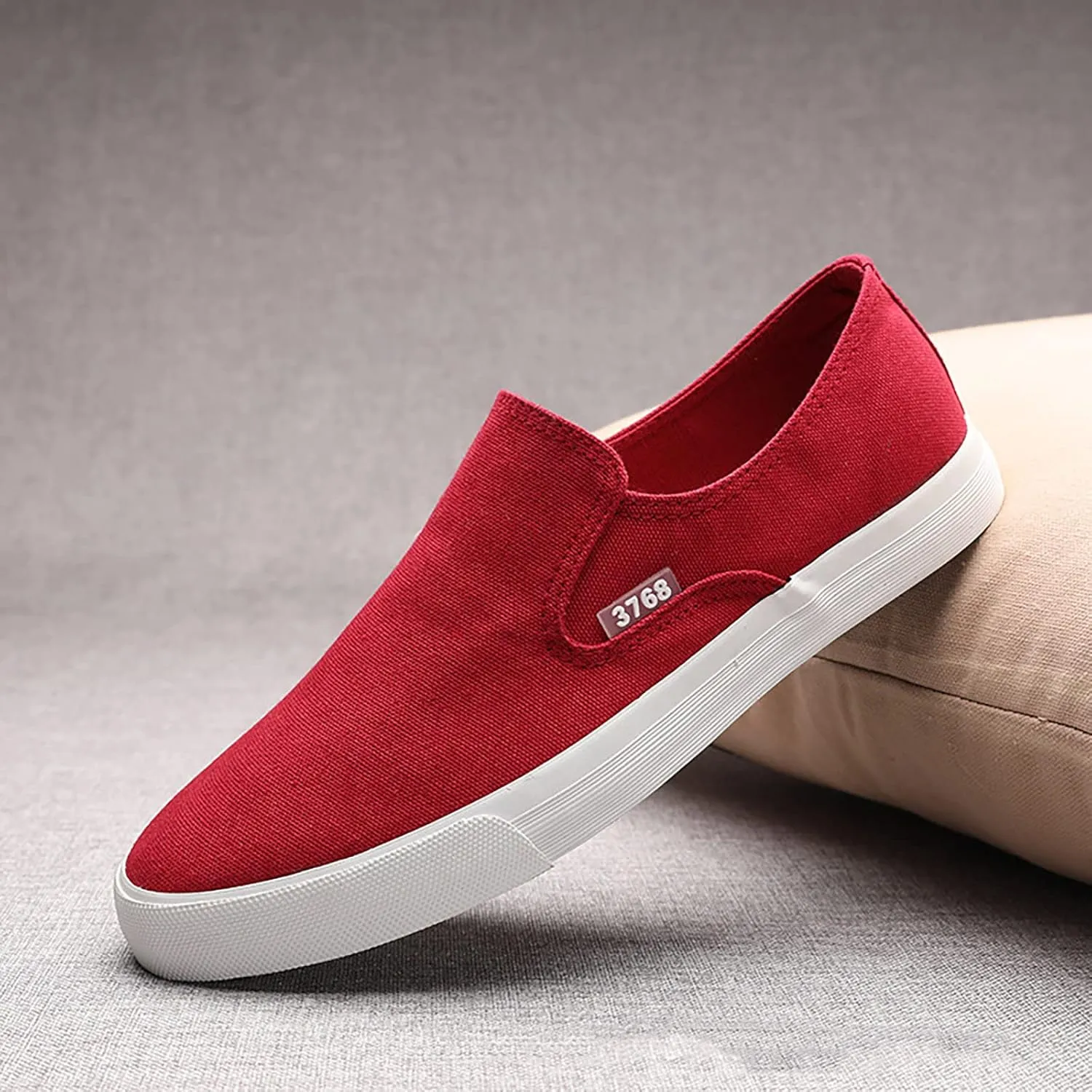 Mens Slip On Sneakers Lightweight Comfortable Non-Slip Walking Shoes Breathable Canvas Sneaker for Work, Running，Walking，Business