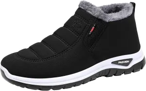 Men's Slip On Winter Boots Fleece Lined Warm Snow Boots Lightweight Walking Boots Flat Soled Non Winter Walking Gear