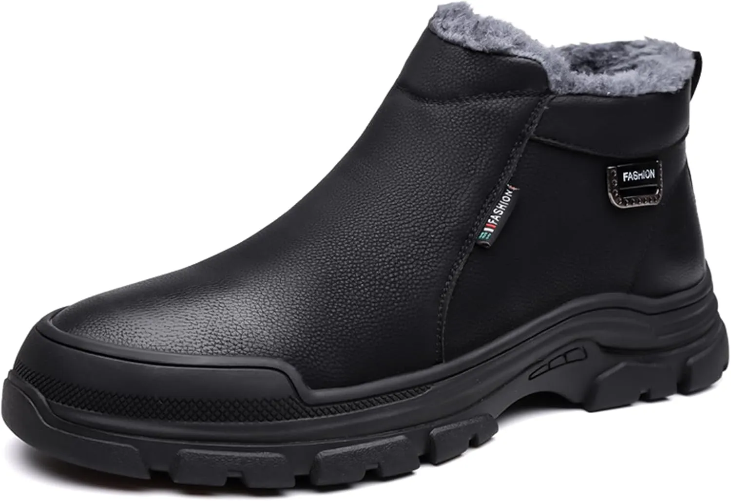 Mens Snow Boots Warm Winter Boots Non Slip Fur Lined Outdoor Lightweight Non-Slip Trekking Walking Leather Shoes