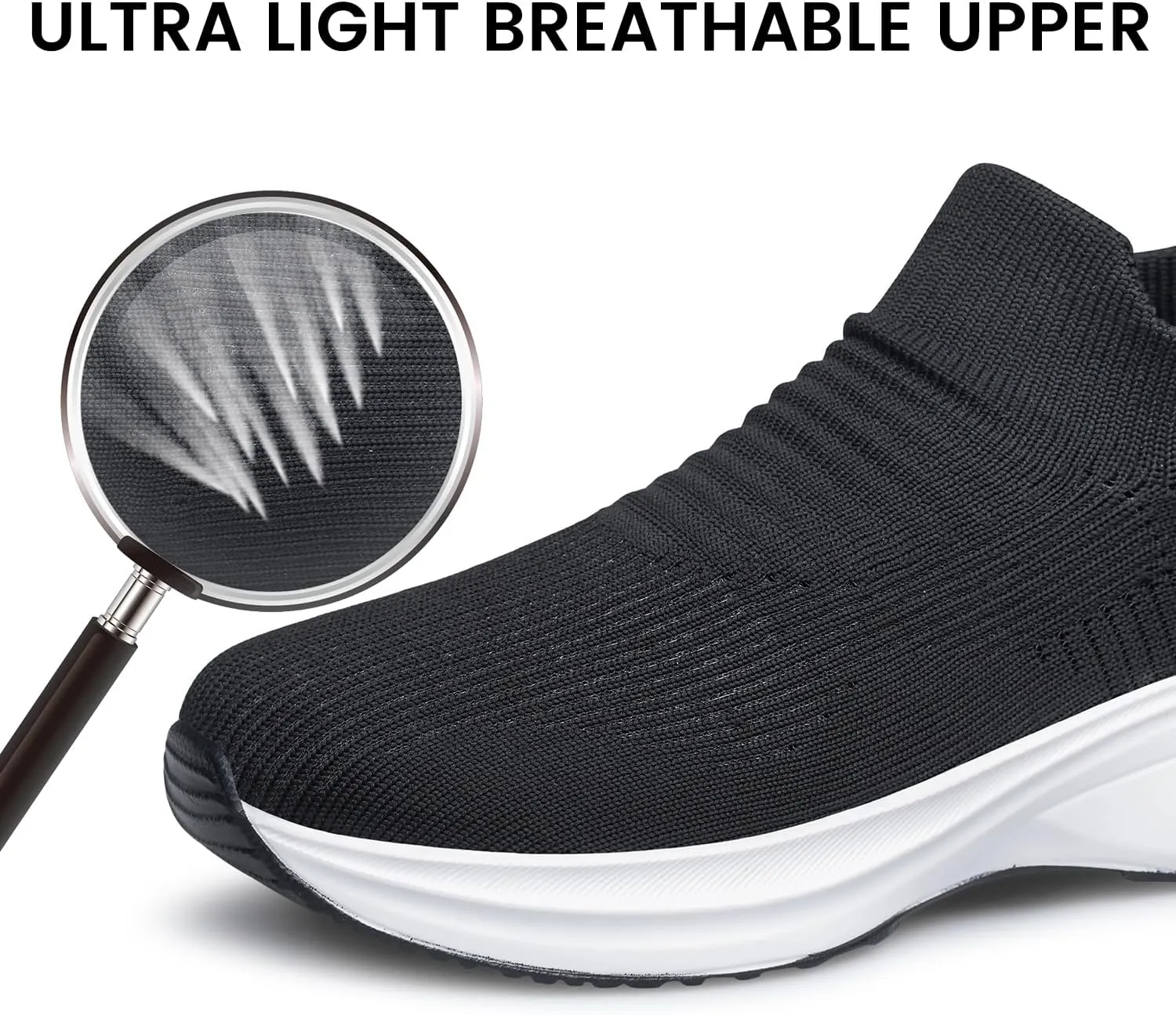 Mens Walking Shoes Sock Casual Fashion Sneakers Comfortable Slip On Air Cushion Workout Athletic Gym Running Shoes