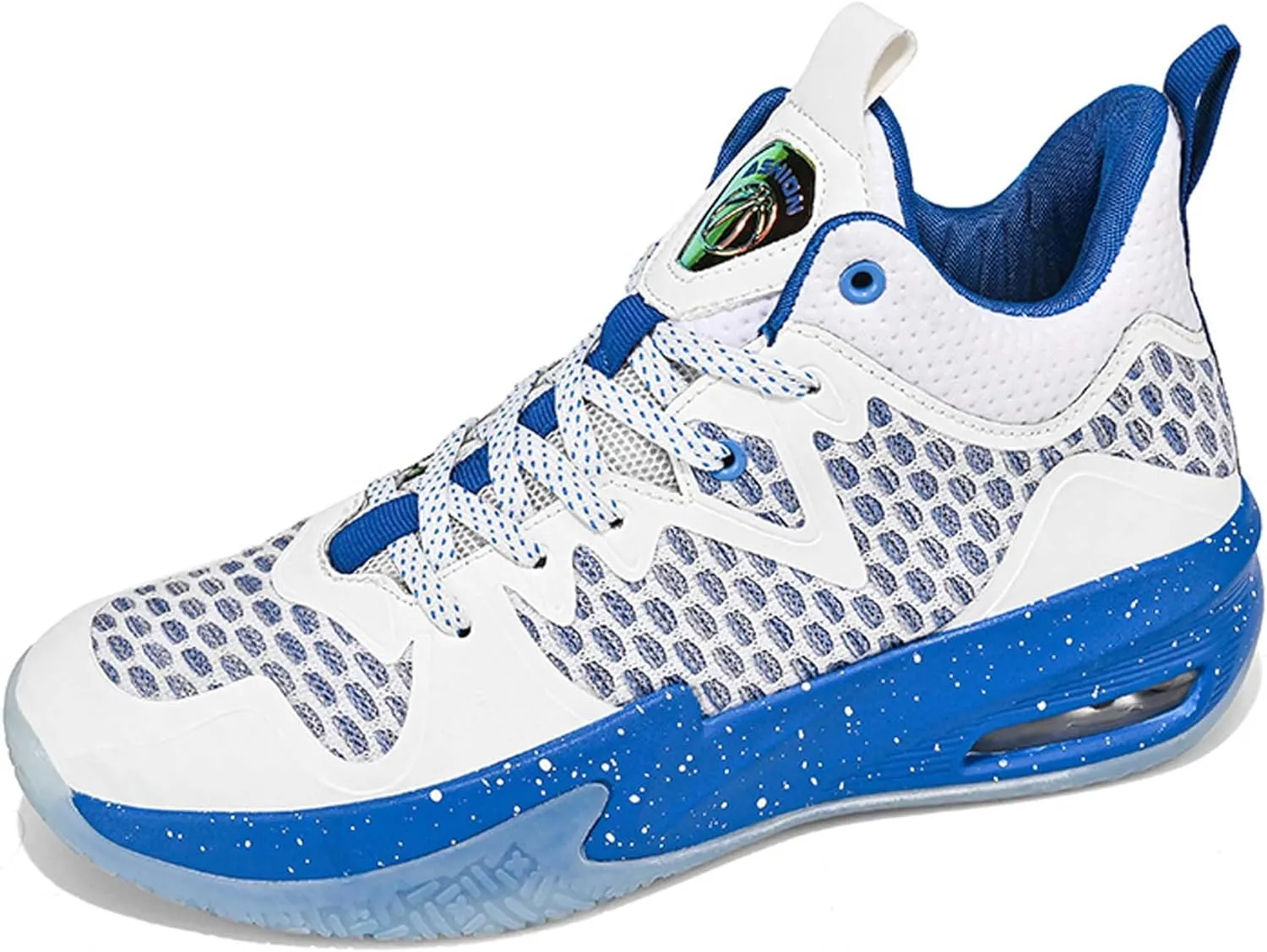 Mens White Mid Top Lace Up Basketball Sneakers Rubber Sole Non Slip Running Shoes Lightweight and Breathable Casual Sneakers Wear Resistant and Durable Fitness Training Shoes Hiking Shoes