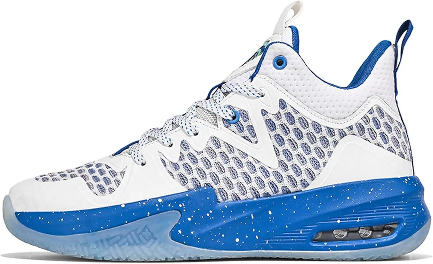 Mens White Mid Top Lace Up Basketball Sneakers Rubber Sole Non Slip Running Shoes Lightweight and Breathable Casual Sneakers Wear Resistant and Durable Fitness Training Shoes Hiking Shoes