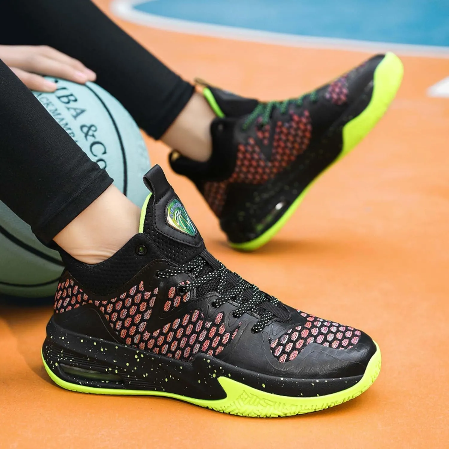 Mens White Mid Top Lace Up Basketball Sneakers Rubber Sole Non Slip Running Shoes Lightweight and Breathable Casual Sneakers Wear Resistant and Durable Fitness Training Shoes Hiking Shoes