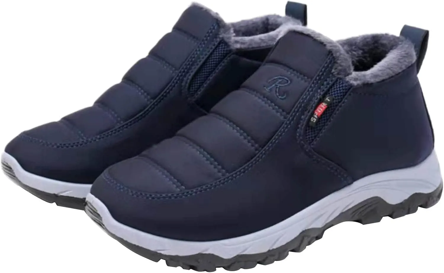 Men's Winter Warm Boots Classic Slip On Boots Fleece Lined Warm Ankle Thick Bottom Non Slip Shoes for Construction