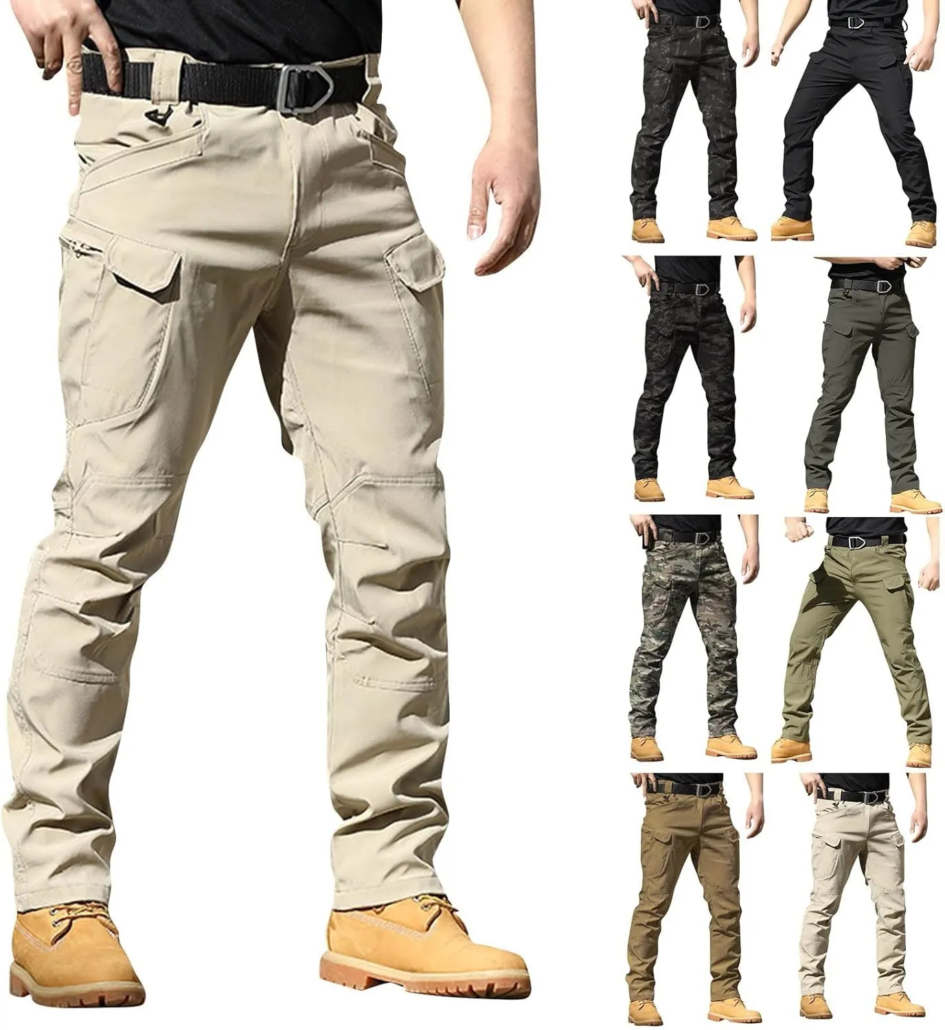 Mens Work Pants Hunting Camping Classic Cargo Pants Combat Relaxed Fit Flexcamo Flex Camo Quick-Dry Tactical Pant