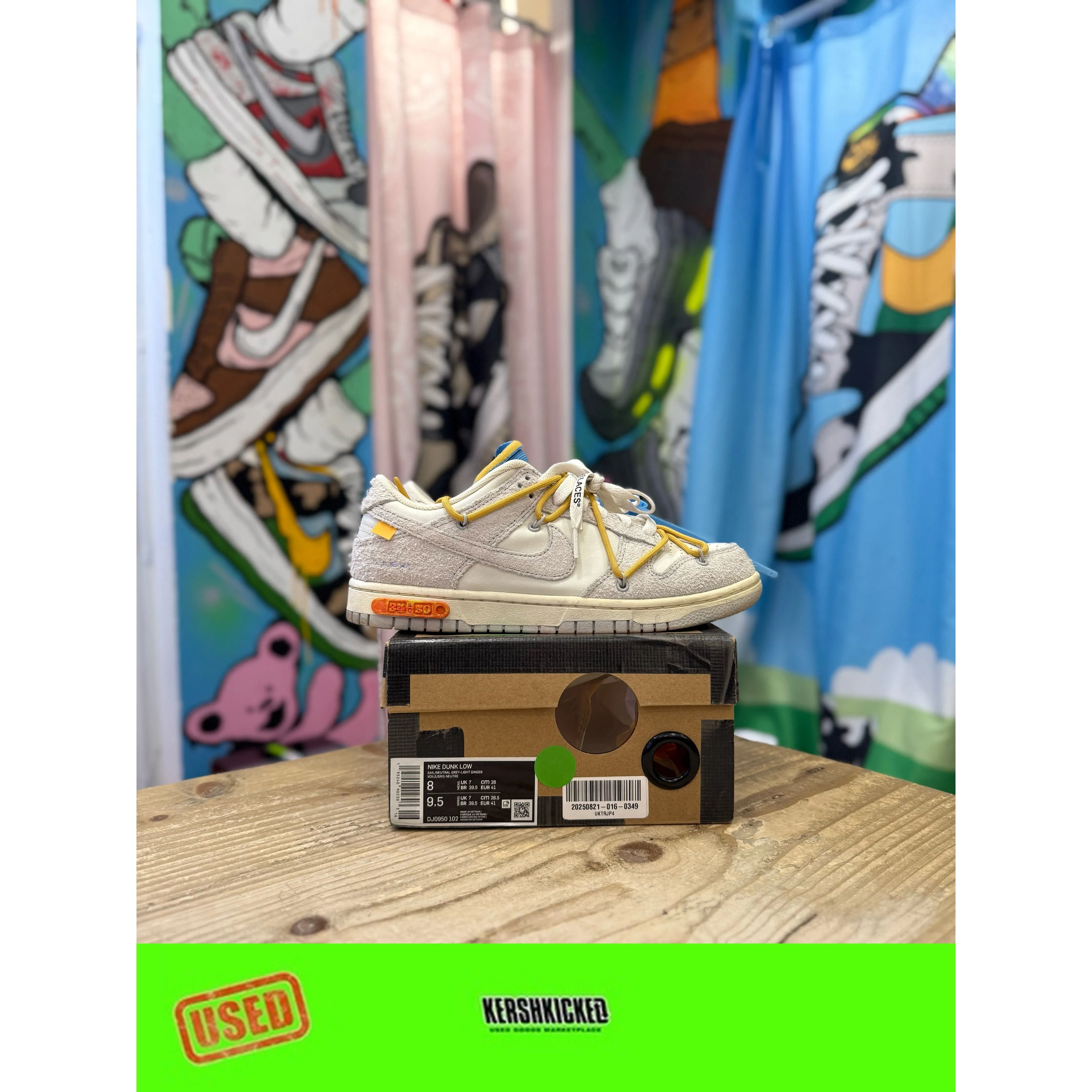 Pace Booster Nike Dunk Low Off White Lot 34 UK7