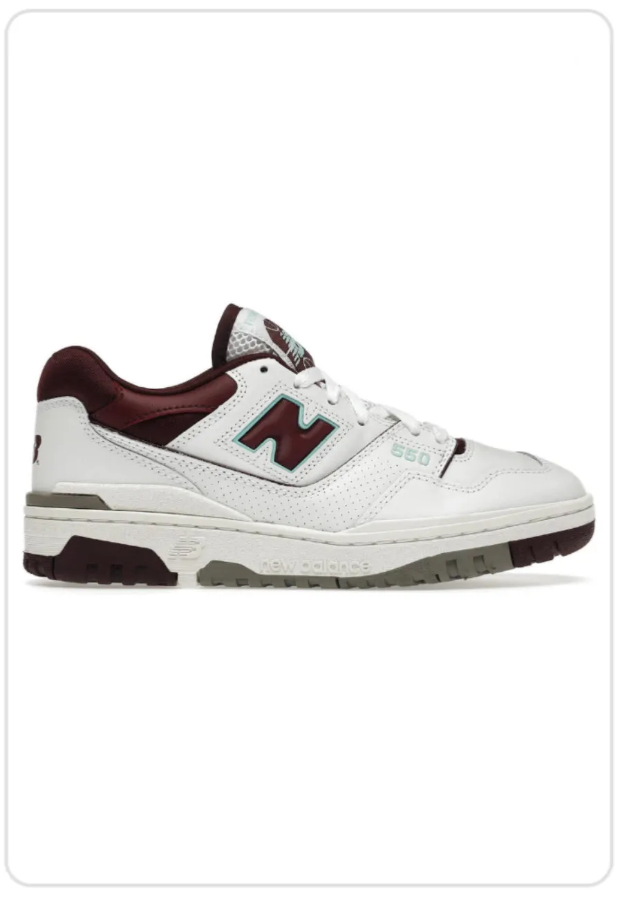 Trail Step Train Trip New Balance 550 Burgundy Cyan