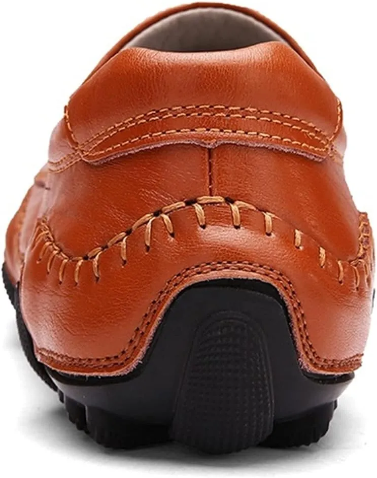 New Mens Loafers Shoe Lightweight Driving Loafers Breathable Leather Lightweight Slip Resistant Flexible Wedding Party Slip-ons
