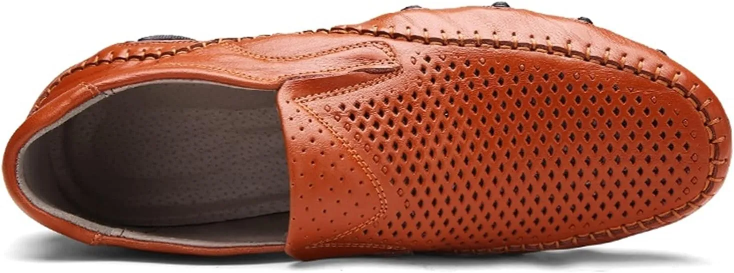 New Mens Loafers Shoe Lightweight Driving Loafers Breathable Leather Lightweight Slip Resistant Flexible Wedding Party Slip-ons