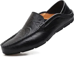 New Men's Loafers Shoes Breathable Lightweight Driving Loafers Leather Comfortable Lightweight Resistant Wedding Slip On