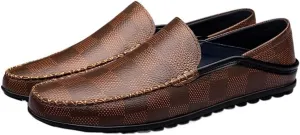 New Men's Loafers Shoes Driving Loafers Plaid Lightweight Leather Lightweight Anti-Slip Flexible Prom Walking Slip-on