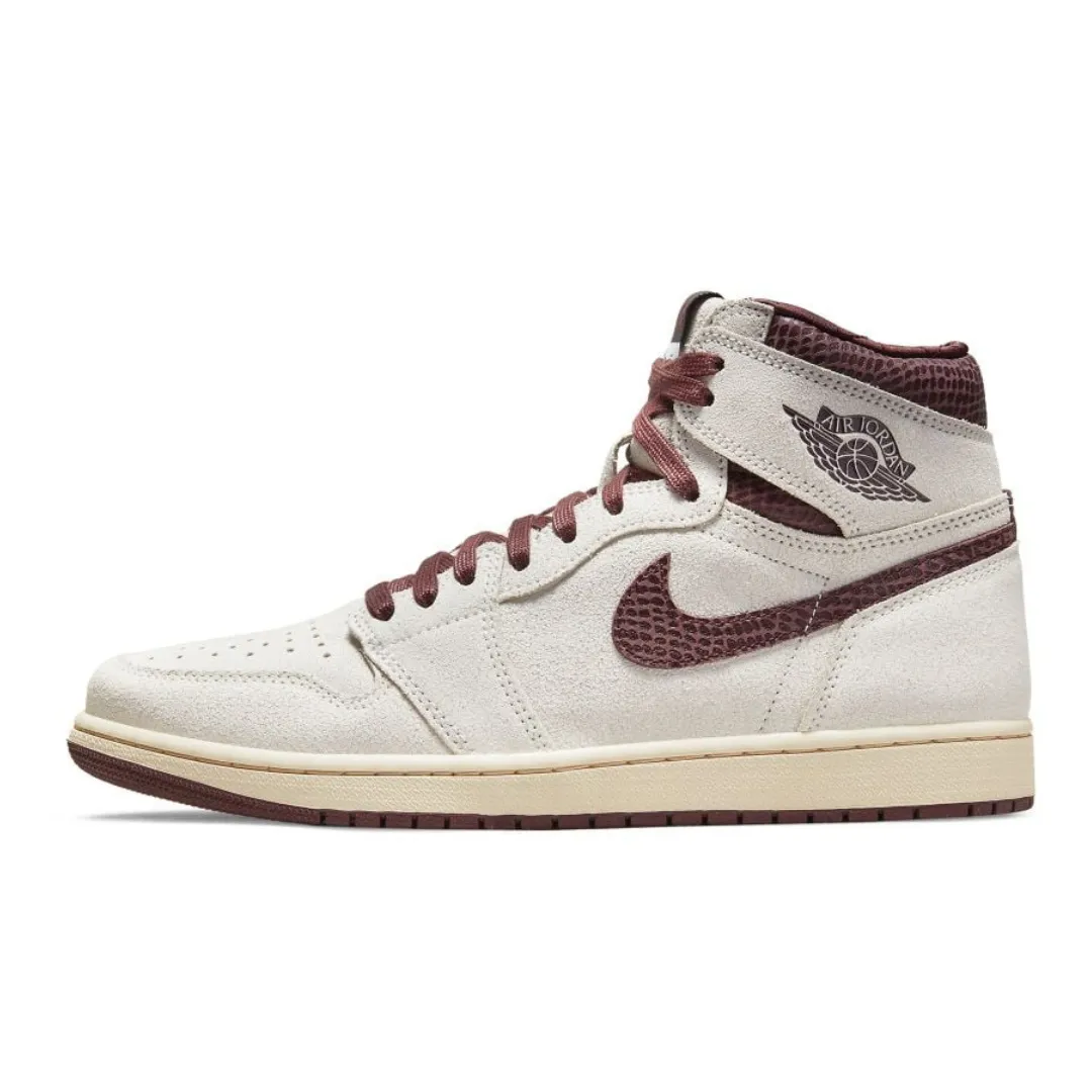 Nike Air Jordan 1 High x A Ma Mani??re Sail and Burgundy non - branded shoes