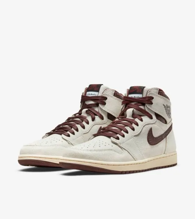 gym - goers 10K running Nike Air Jordan 1 High x A Ma Mani??re Sail and Burgundy