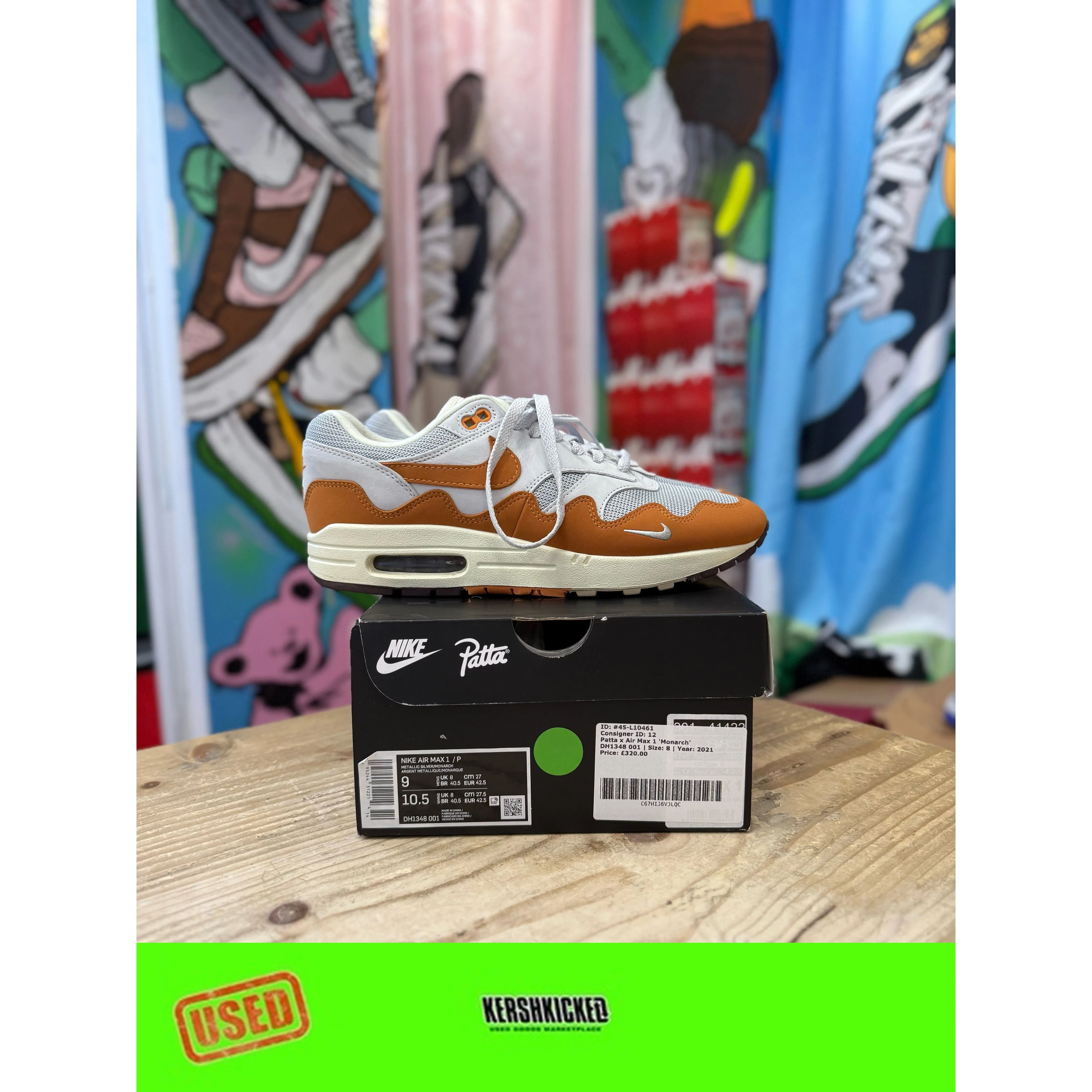 Fast Grip Nike Air Max 1 Patta Monarch UK8