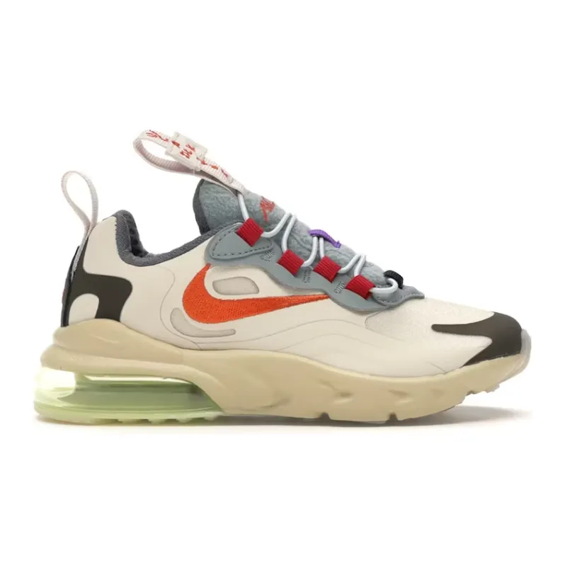 Asymmetric Lacing Structure Responsive Forefoot Flex Nike Air Max 270 React Travis Scott Cactus Trails (PS)
