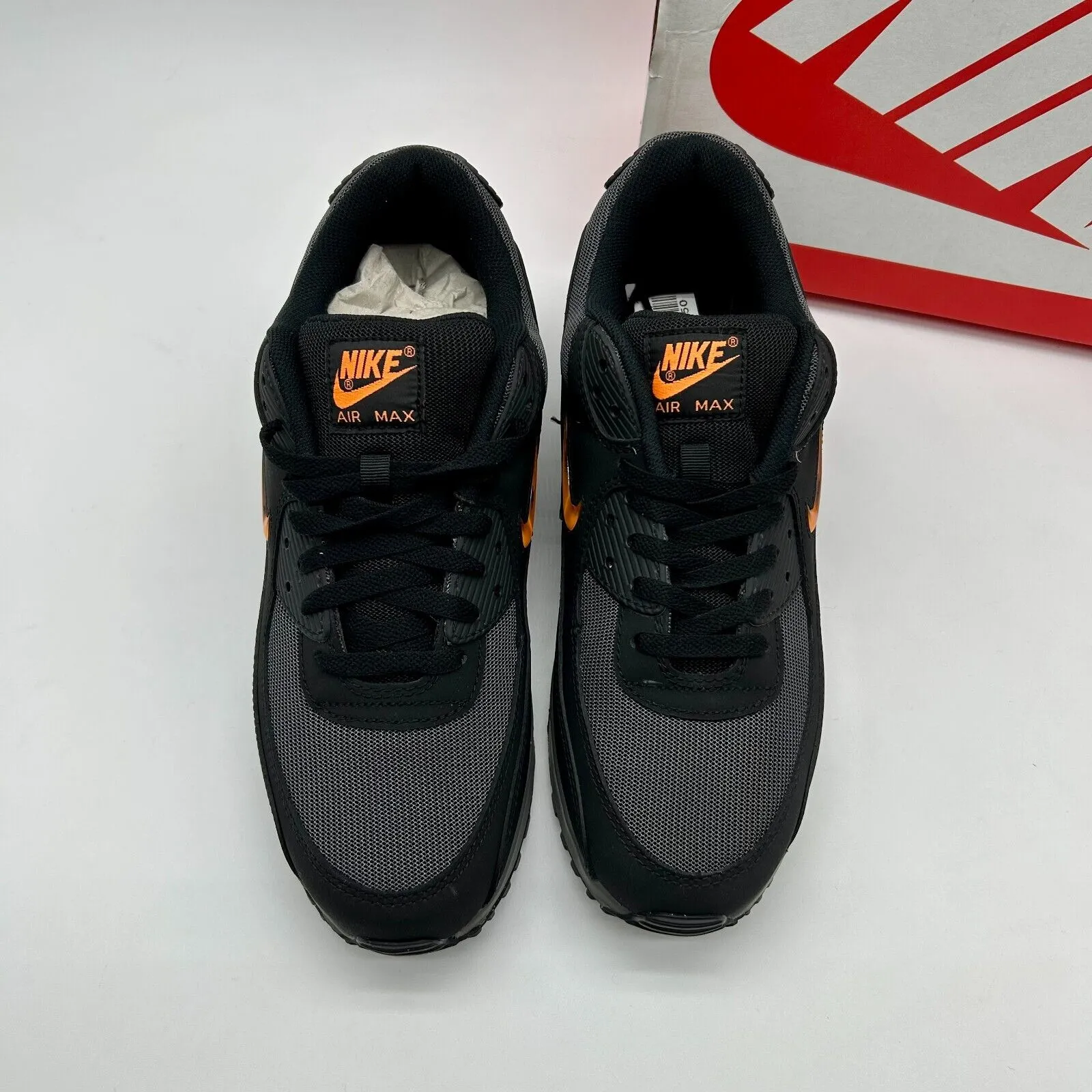 Nike Air Max 90 Jewel Black Safety Orange Tension Balanced Lacing Signature flexibility