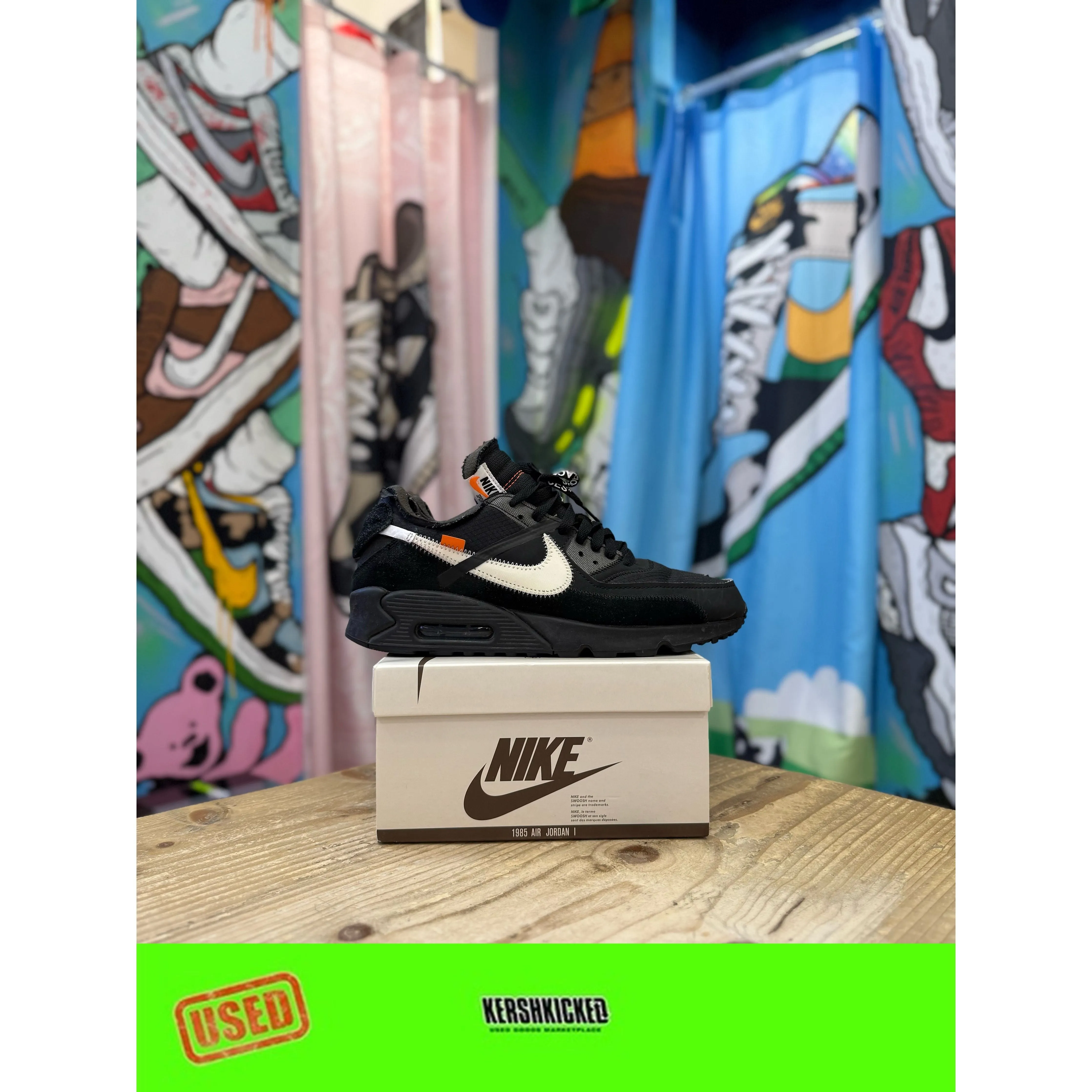 Nike Air Max 90 Off White Black UK 8 Comfort Lining
