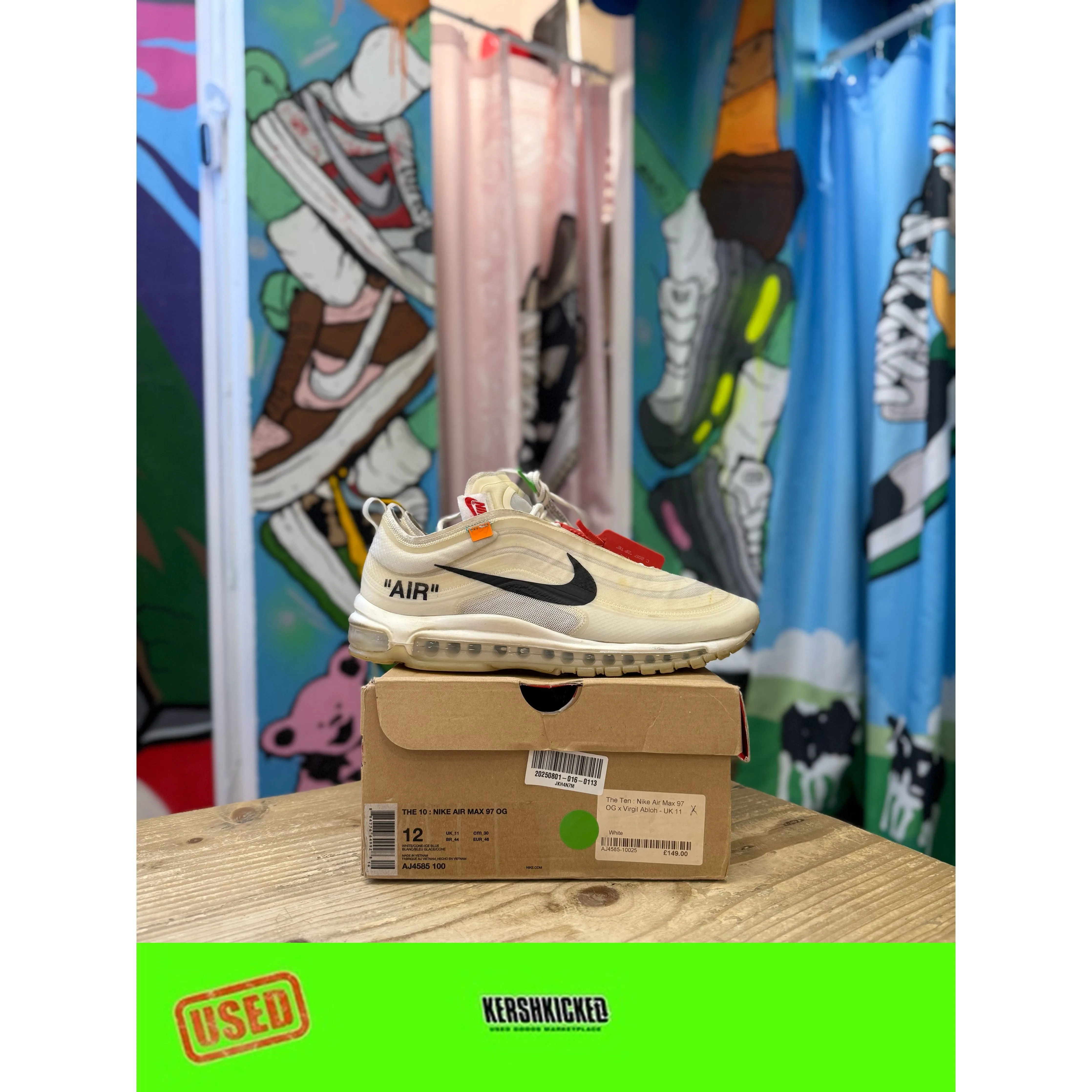 Ergonomic Lacing Configuration Seamless Toe Box Construction Nike Air Max 97 Off White 'The Ten' UK11