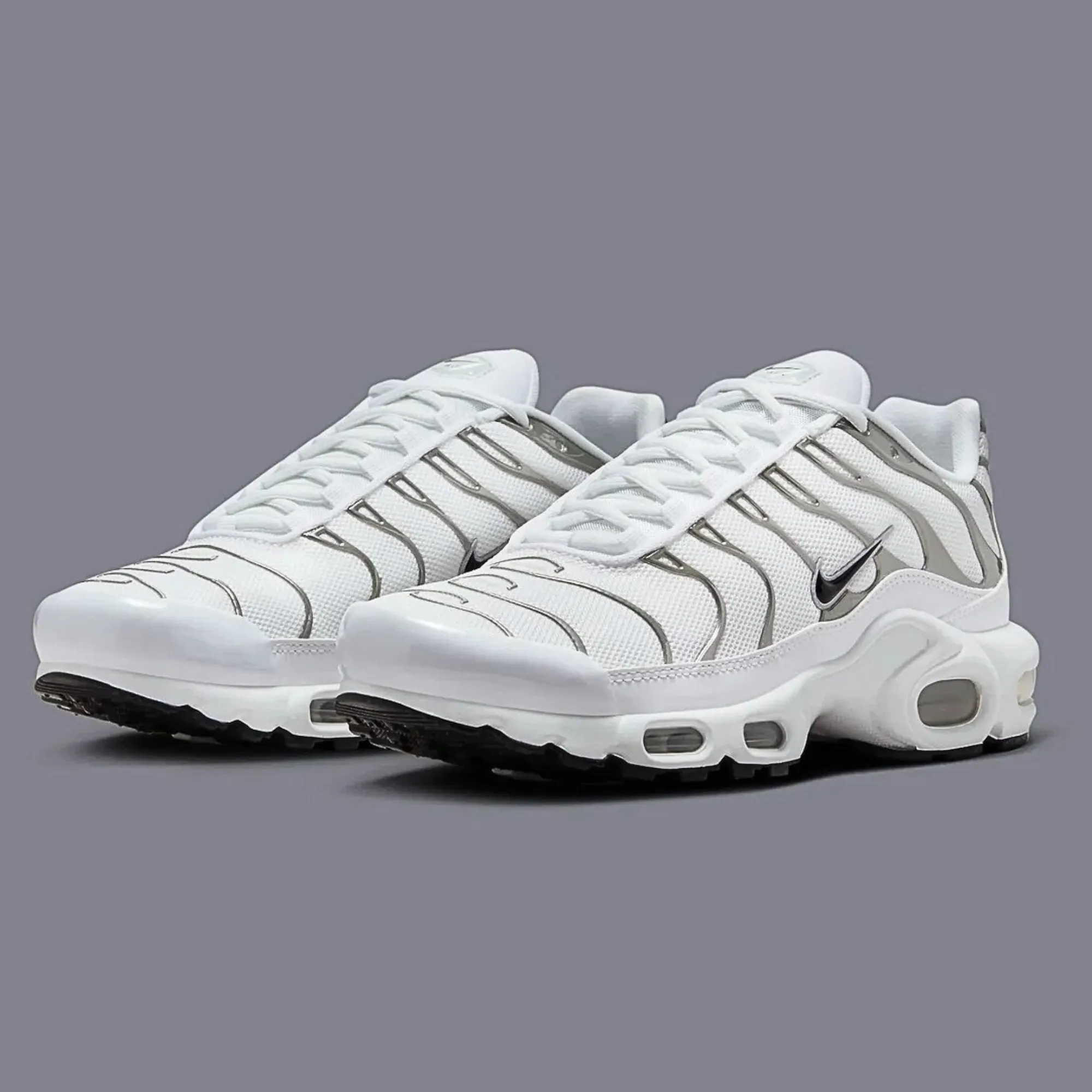 Nike Air Max Plus ? White Chrome ? Running Friendly Precision Bonded Overlays