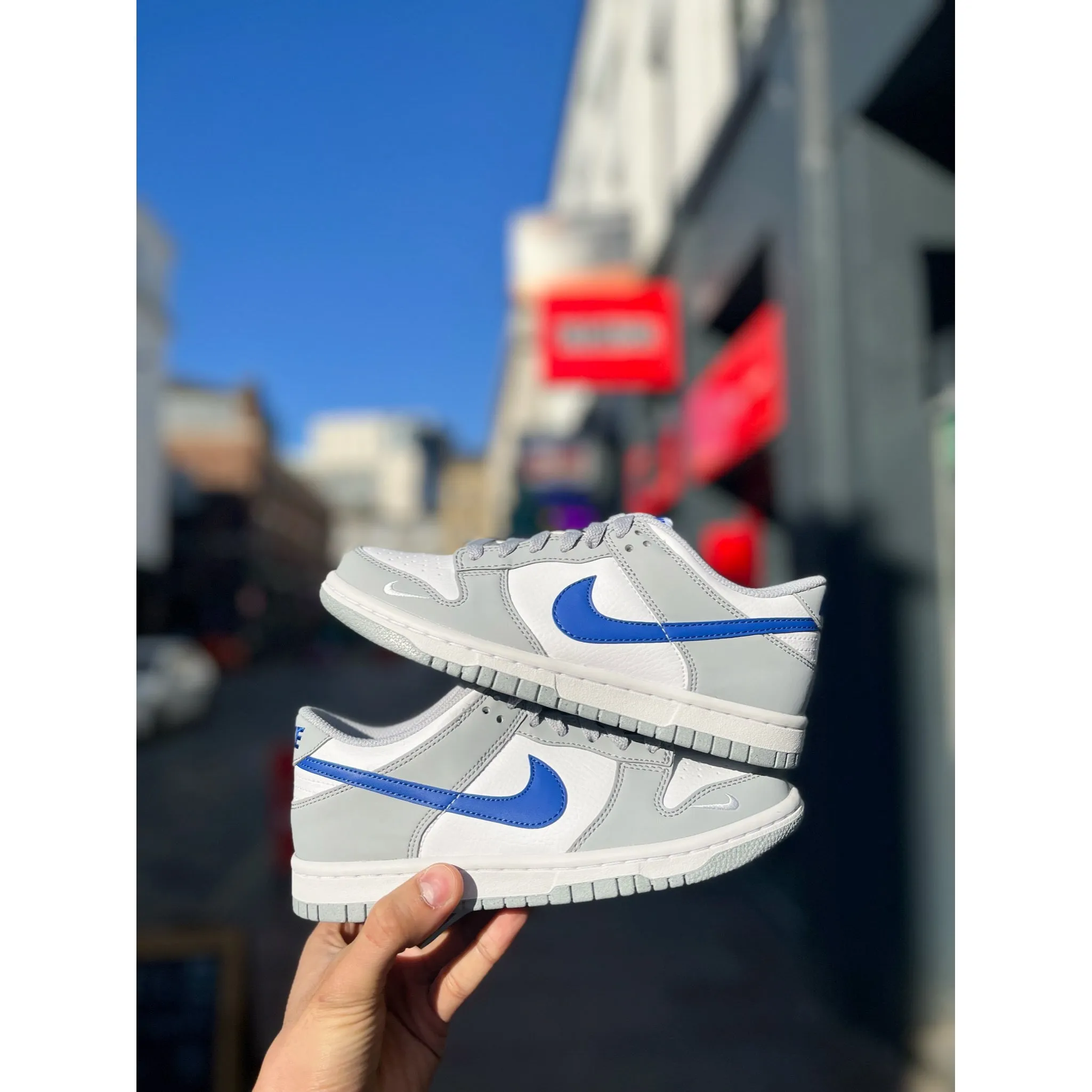 Torsion Control System Hybrid Wear Nike Dunk Low Mini Swoosh Wolf Grey Game Royal (GS)