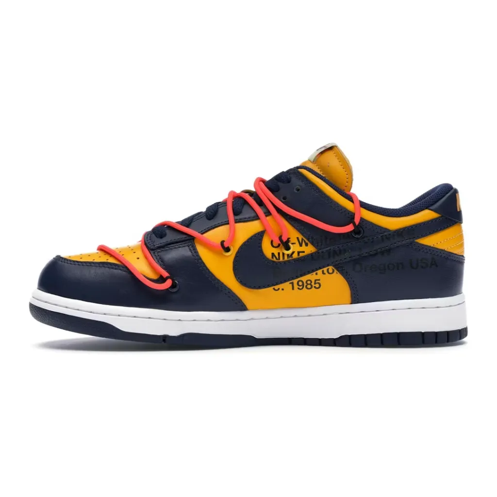 Nike Dunk Low Off White University Gold Midnight Navy Customizable Fit