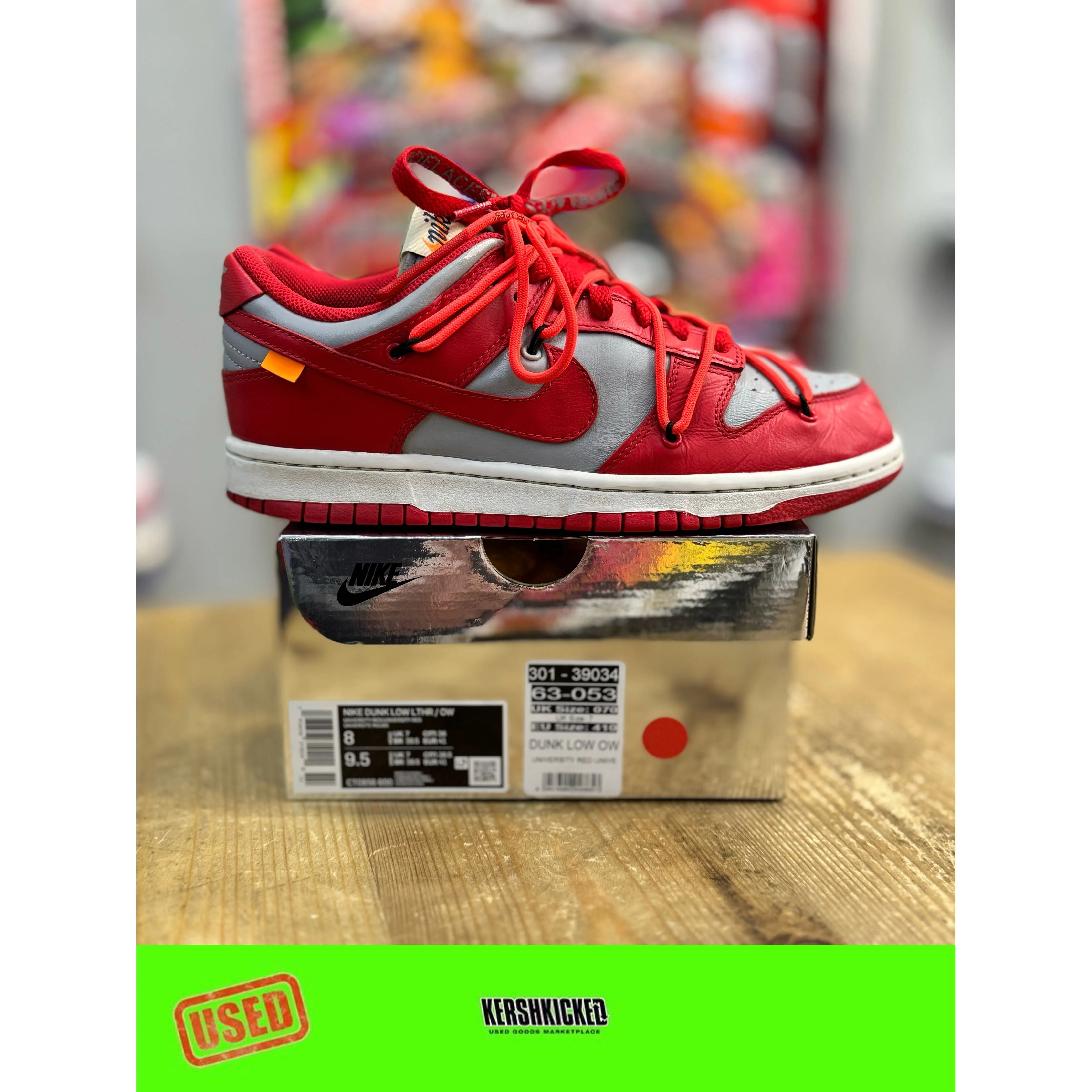 Air Mesh Design-led Nike Dunk Low Off-White University Red UK 7