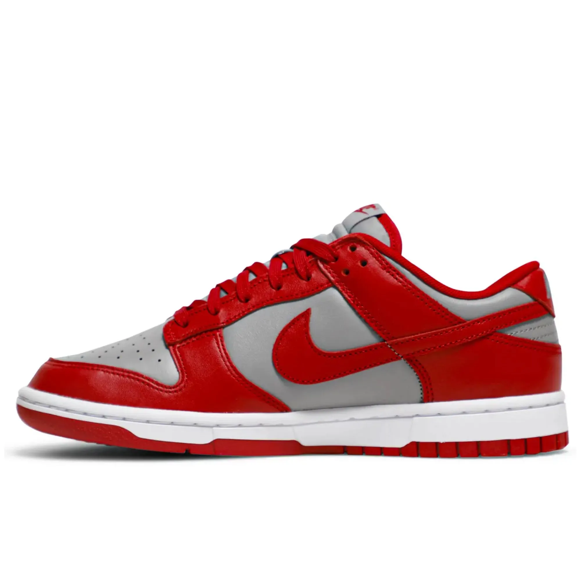 Nike Dunk Low Retro Medium Grey Varsity Red UNLV Sleek Wear Adjustable lacing