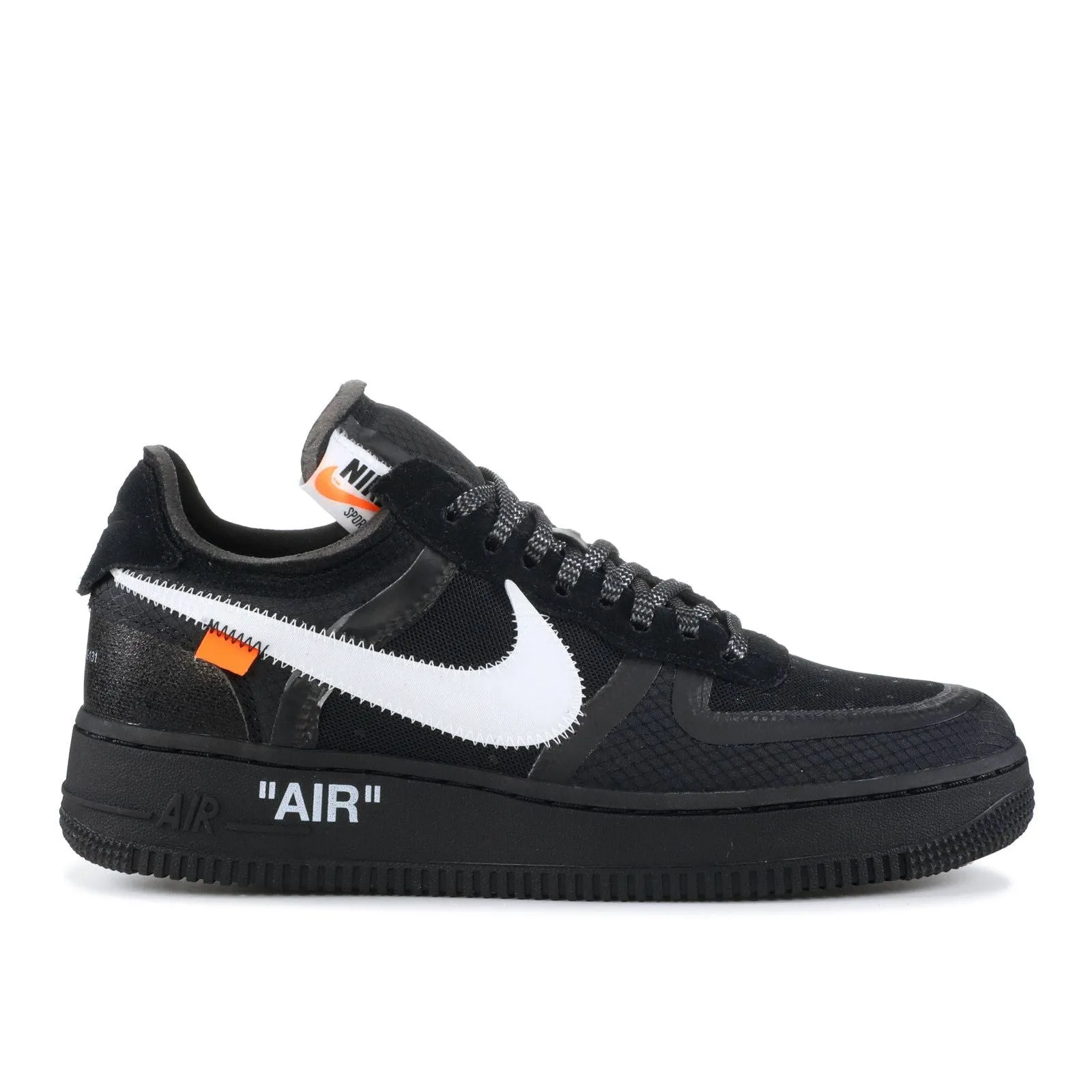 Nike Off White Air Force 1 Low Black running with a GPS tracker
