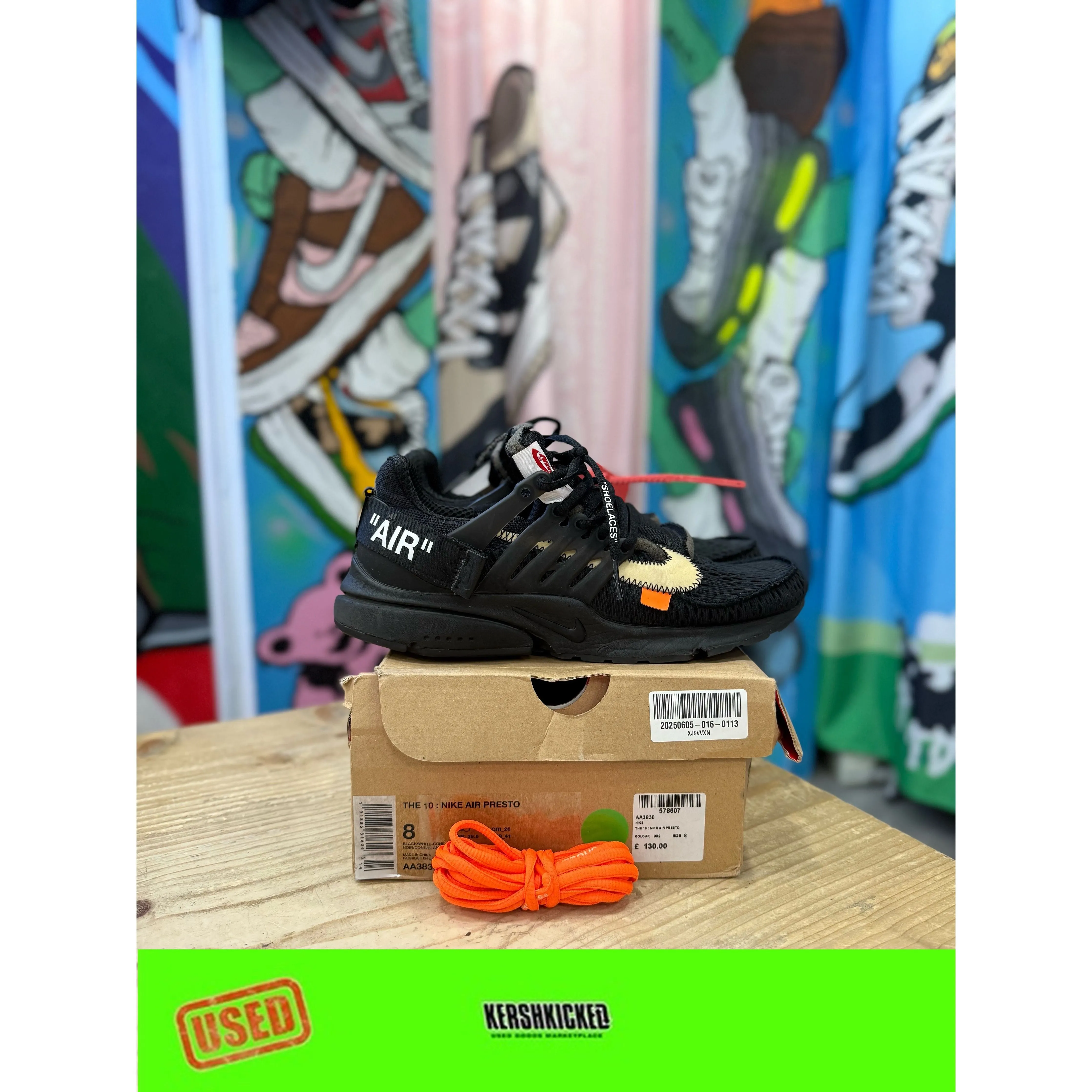 noiseless shoes Nike Off White Presto Black UK7