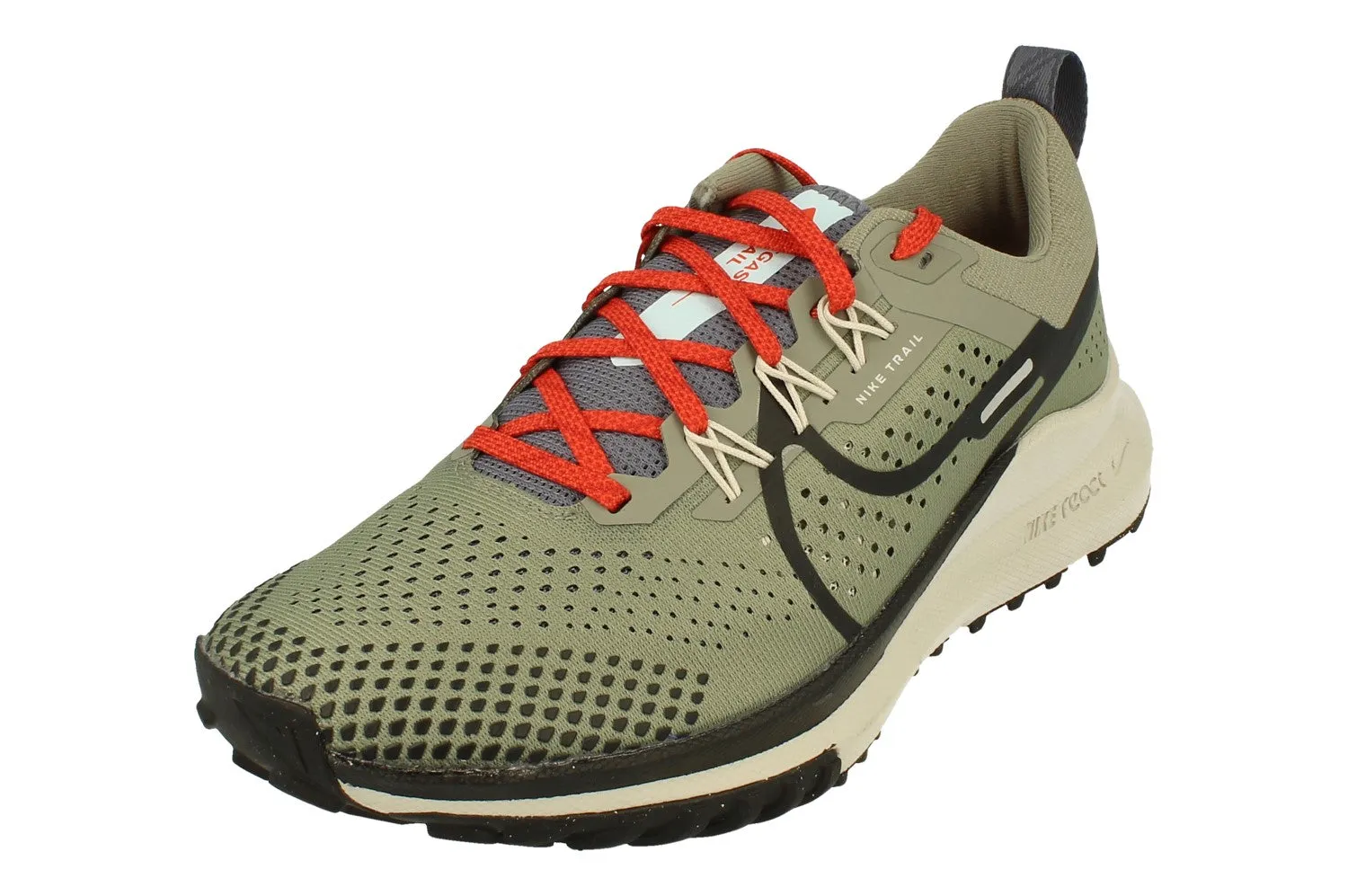 running in a stadium Nike React Pegasus Trail 4 Mens DJ6158 007