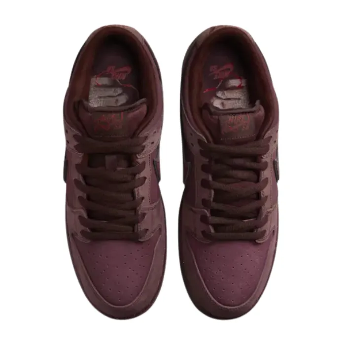 Nike SB Dunk Low City Of Love Burgundy Crush Comfortable Tongue Sleek Silhouette