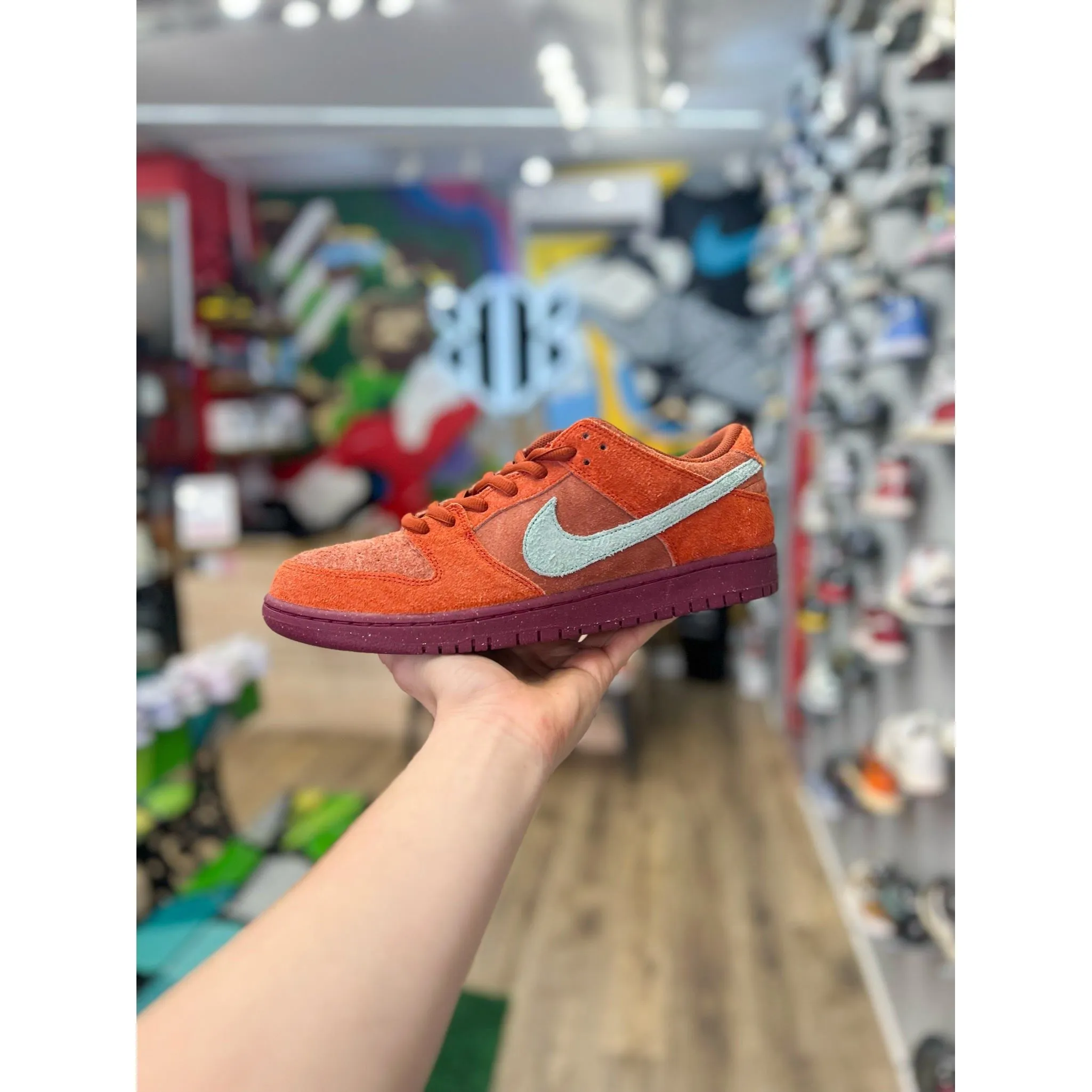 Nike SB Dunk Low Mystic Red Rosewood Abrasion Resistant Guardrails