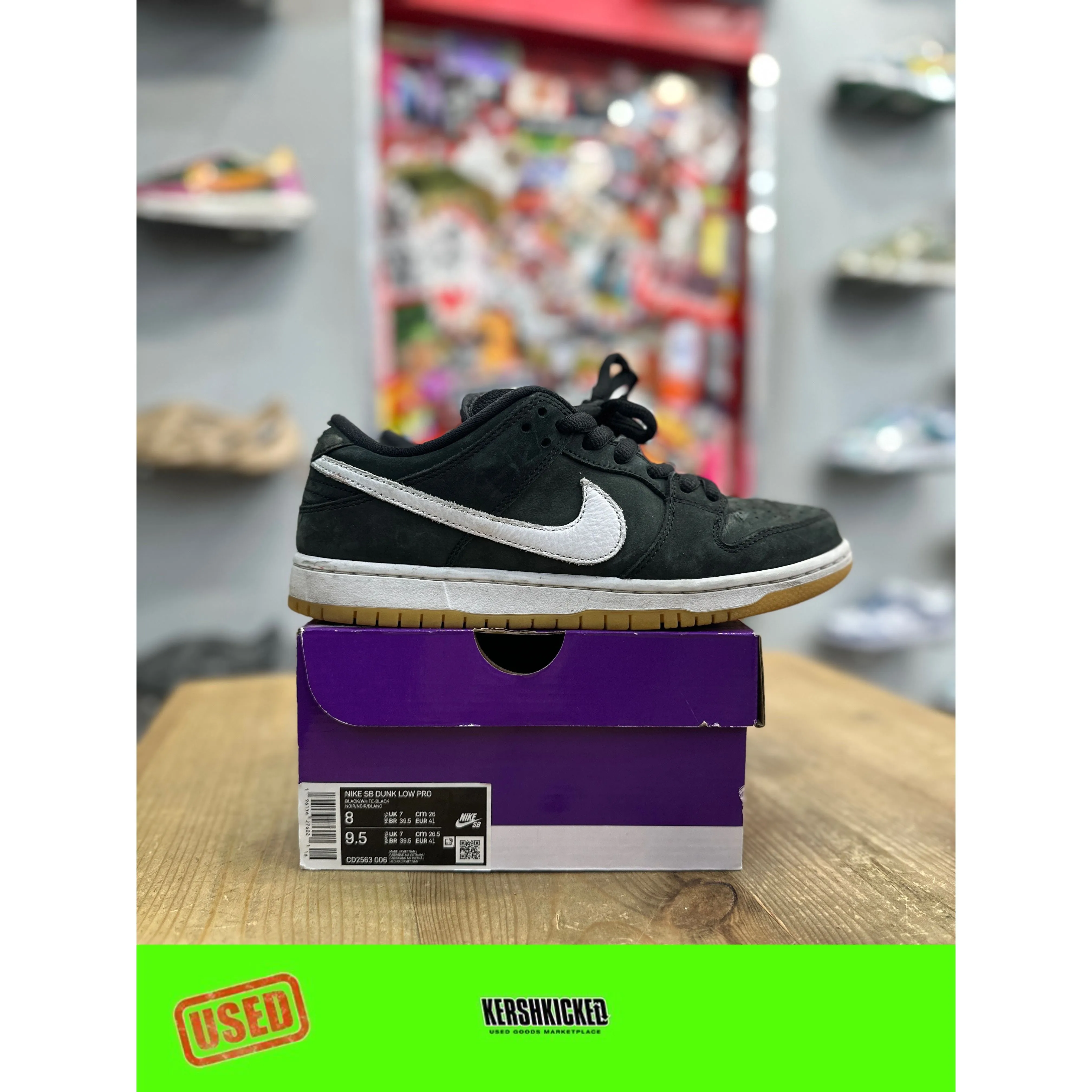 Curved Heel Counter Nike SB Dunk Low Pro Black Gum UK 7