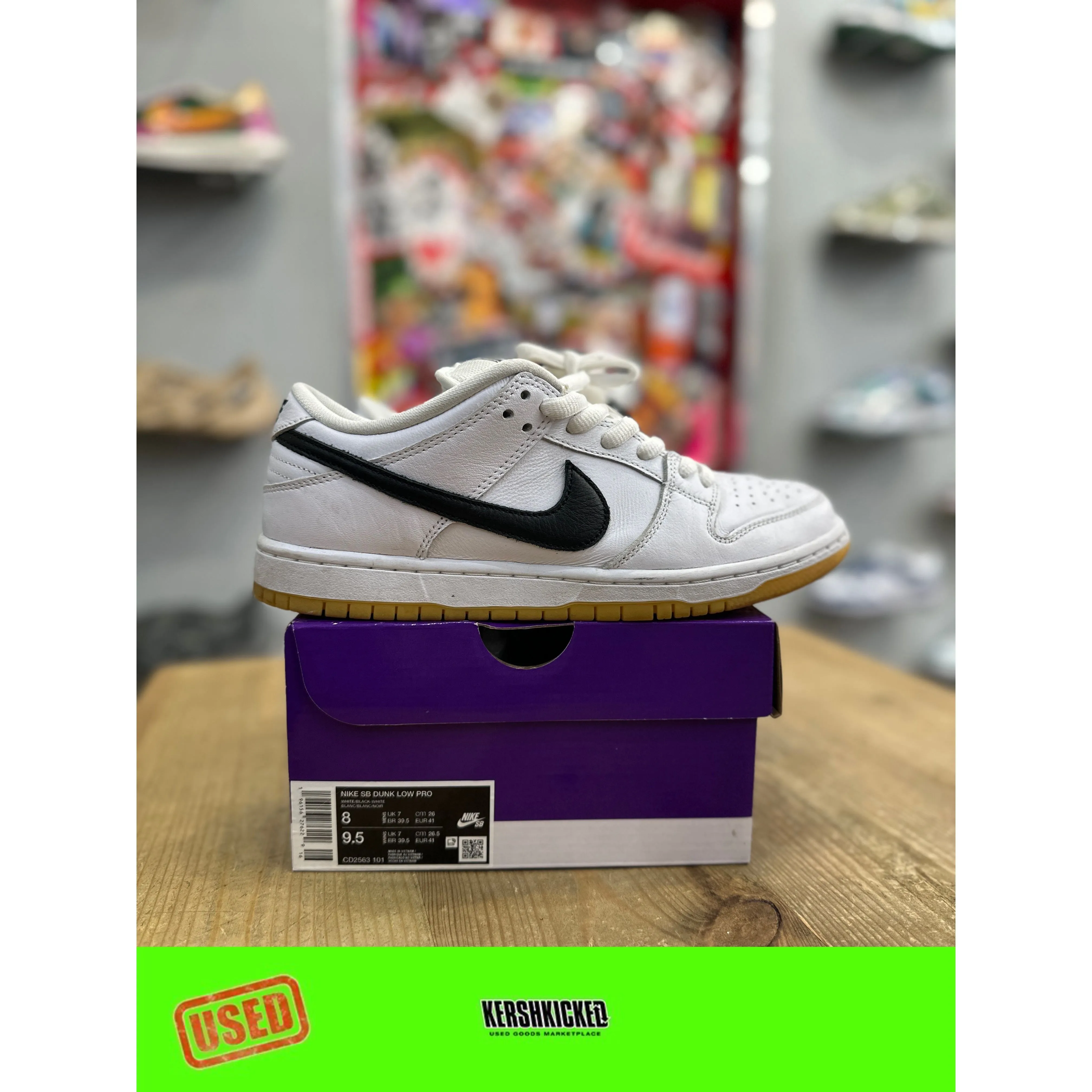 Impact Resistant Nike SB Dunk Low Pro White Gum UK 7