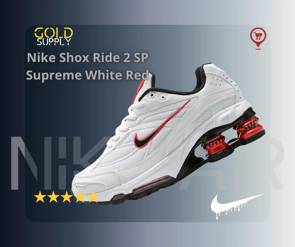 Nike Shox Ride 2 Supreme 'White/Red' Sustainable Production Process Stylish Flex
