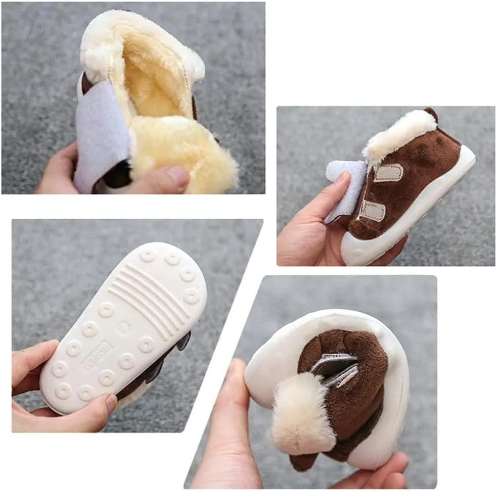 OAISNIT Baby Boys Girls Snow Boots Anti-Slip Rubber Sole Kids Winter Shoes with Warm Plush Fur Causal Slippers